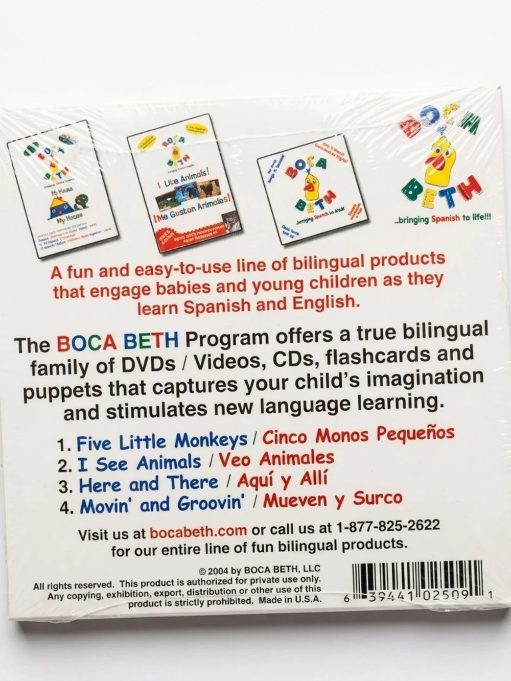 Vintage Boca Beth Spanish Learning Set Puppet CD VHS